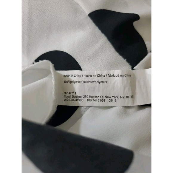 Eloquii 24 White Black Polka Dots Tie At Neckline Button Down Long Sleeve Blouse - Picture 9 of 11